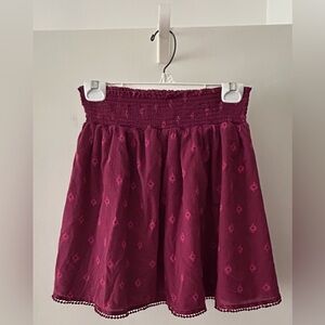 Old Navy Burgundy Eyelet Smocked-Waist Skirt